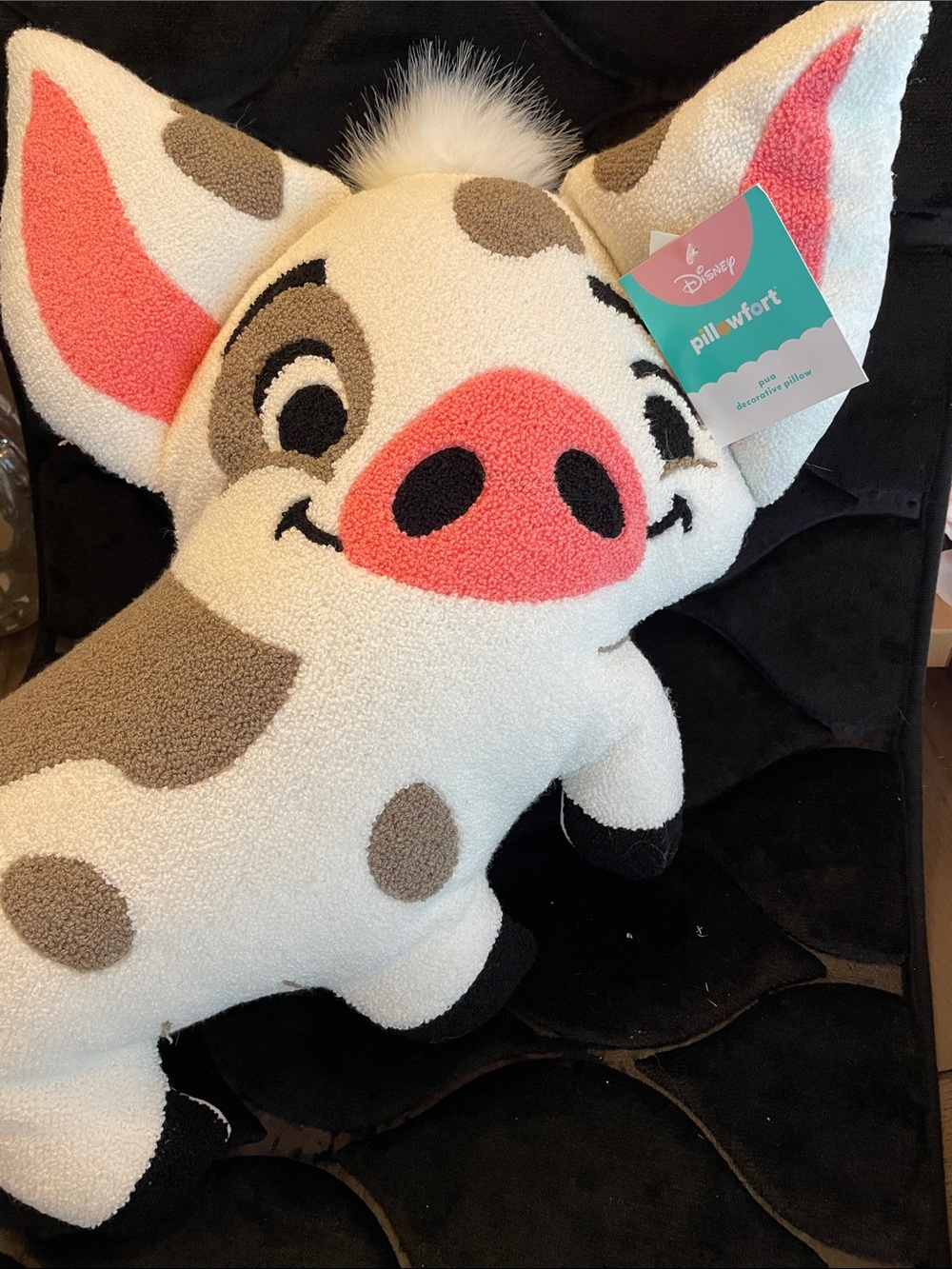Disney Pua Pillowfort Sherpa Plush Pillow - White, Pink, Gray